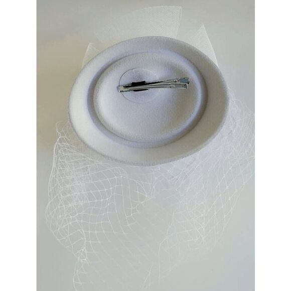 🤍 Pinup Accessory 1950s Retro Vintage Fascinator Bridal White Pillbox Veil Hat - Picture 4 of 15